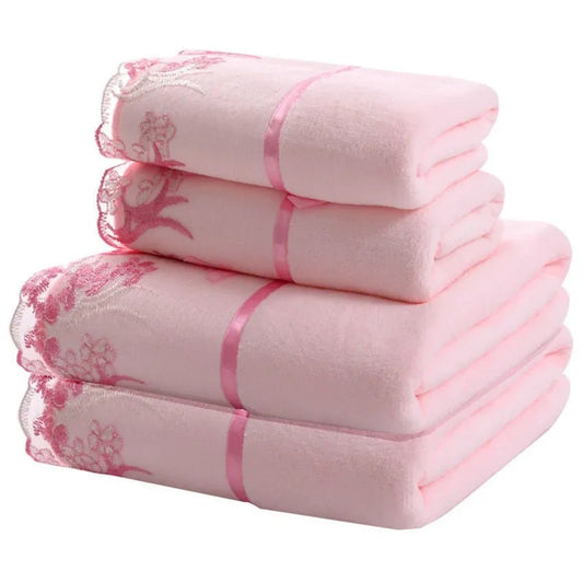 Lace Embroidered Microfiber Towel Set - Smoothy Home