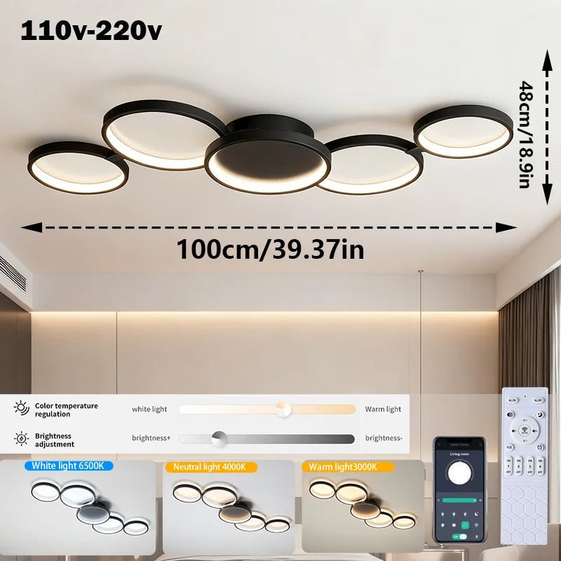 Led Ceiling Light 110V-220V 3 Colors App Bluetooth Dimming Modern Creativity Remote Control Living Room Bedroom Lamp - Smoothy Home