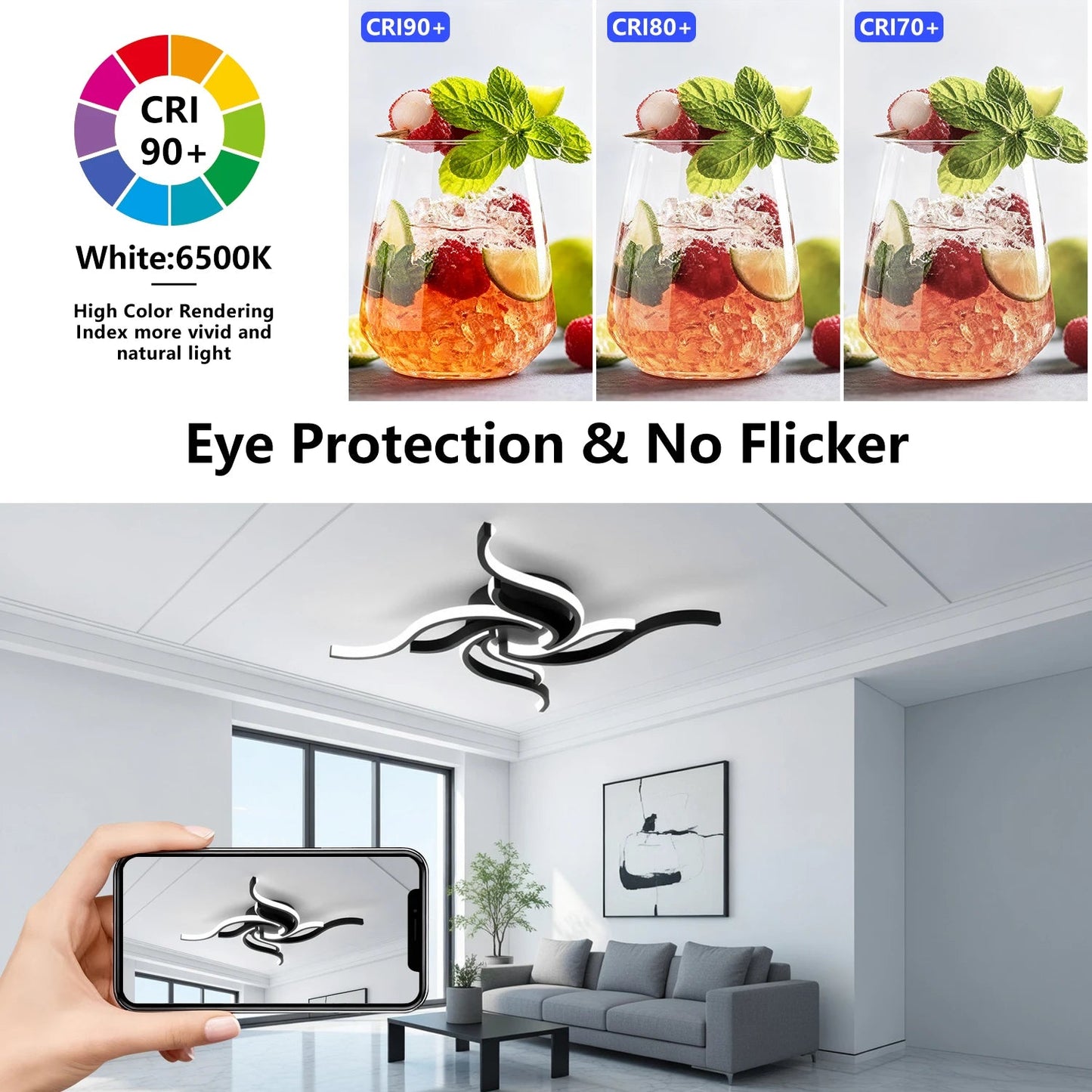 LED Ceiling Light Remote Control 3 Colors APP Dimming Lamp AC 110V 220V Aluminum For Living Room Bedroom - Smoothy Home