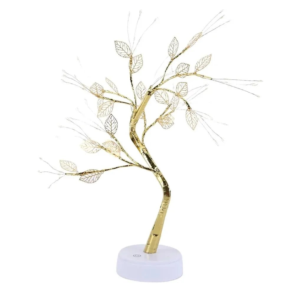 LED Golden Leaf Table Lamp Christmas Tree Fairy Light Night Lights Home DIY Party Wedding Bedroom Decoration Mother's Day Gift - Smoothy Home