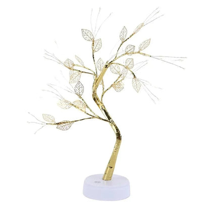 LED Golden Leaf Table Lamp Christmas Tree Fairy Light Night Lights Home DIY Party Wedding Bedroom Decoration Mother's Day Gift - Smoothy Home