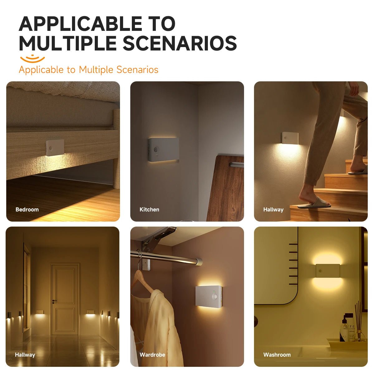 LED Motion Sensor Night Light Dimmable Rechargeable Ambient Light with Magnetic Suction, for Cabinet/Living Room/Hallway/Stair - Smoothy Home