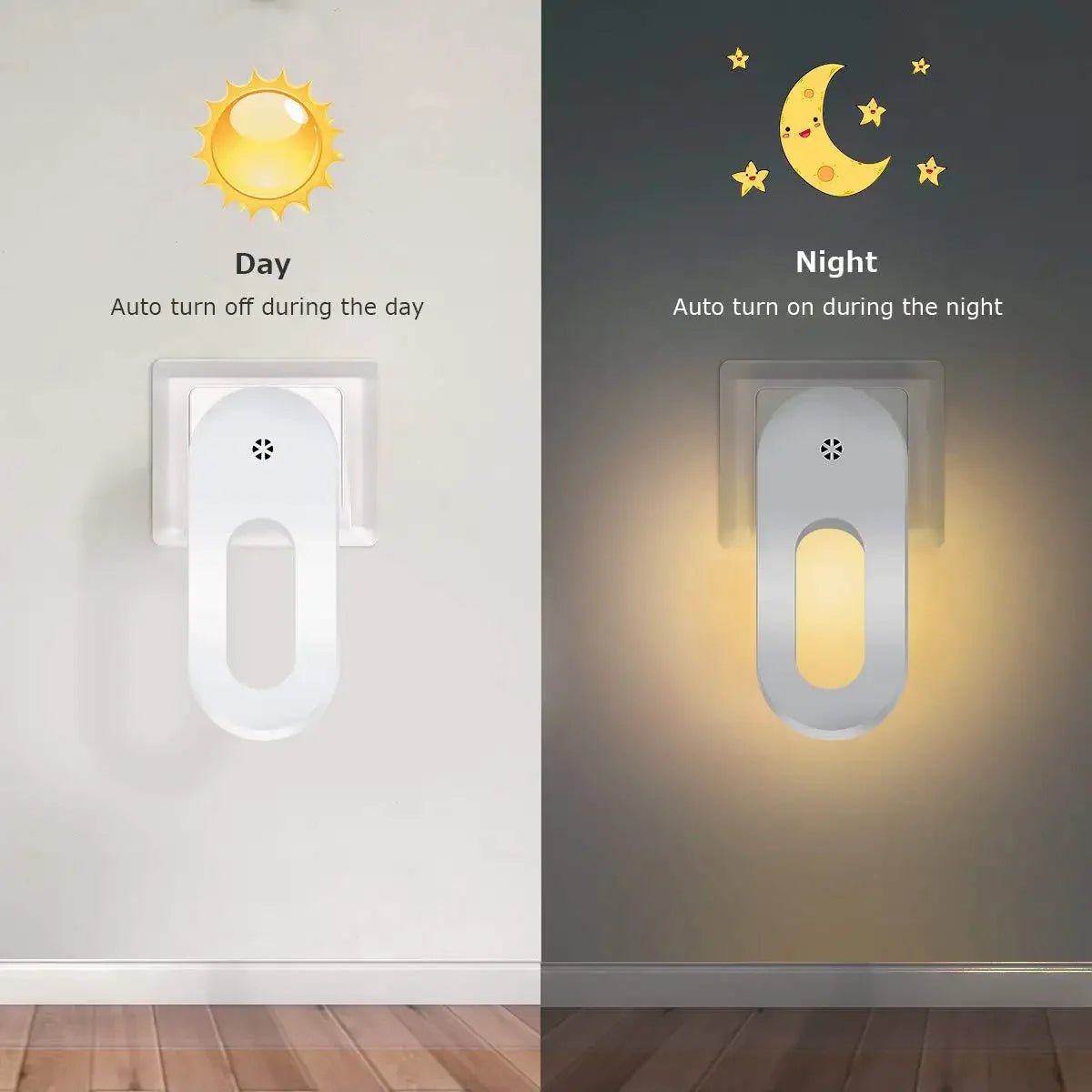 LED Night Light EU/US Plug Wall Socket With Twilight Sensor Warm White Lamp Energy Saving For Kids Room Bedroom Night Lamp - Smoothy Home