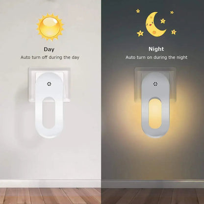 LED Night Light EU/US Plug Wall Socket With Twilight Sensor Warm White Lamp Energy Saving For Kids Room Bedroom Night Lamp - Smoothy Home