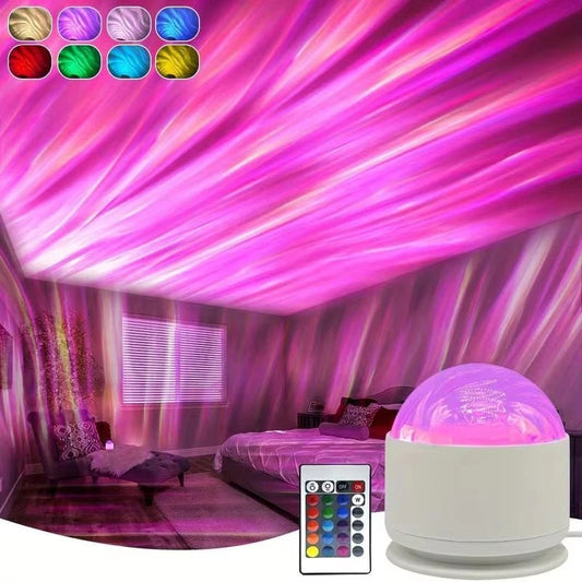 LED Night Light White Northern Lights Projector Light Remote Control 16 Colors USB Plug-in for Kids Room Decoration & Sleep Lamp - Smoothy Home