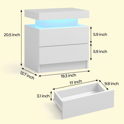 LED Nightstand with Drawers - Smoothy Home