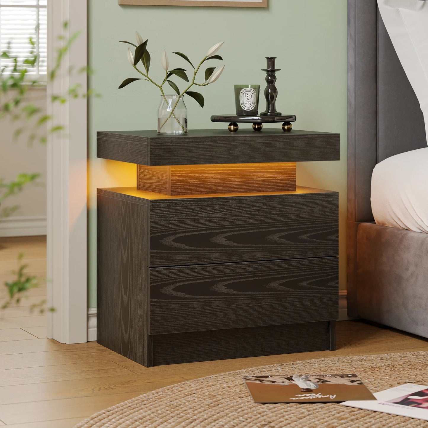 LED Nightstand with Drawers - Smoothy Home