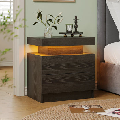 LED Nightstand with Drawers - Smoothy Home