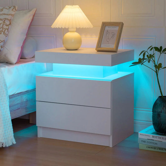 LED Nightstand with Drawers - Smoothy Home