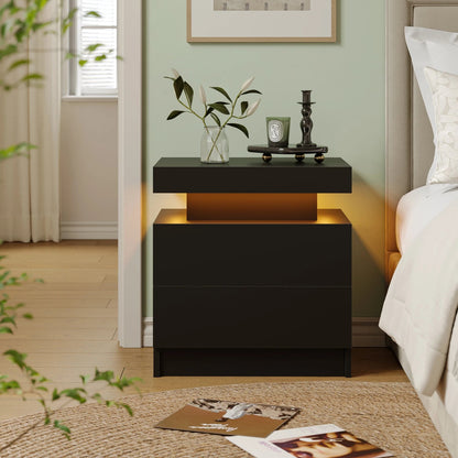 LED Nightstand with Drawers - Smoothy Home
