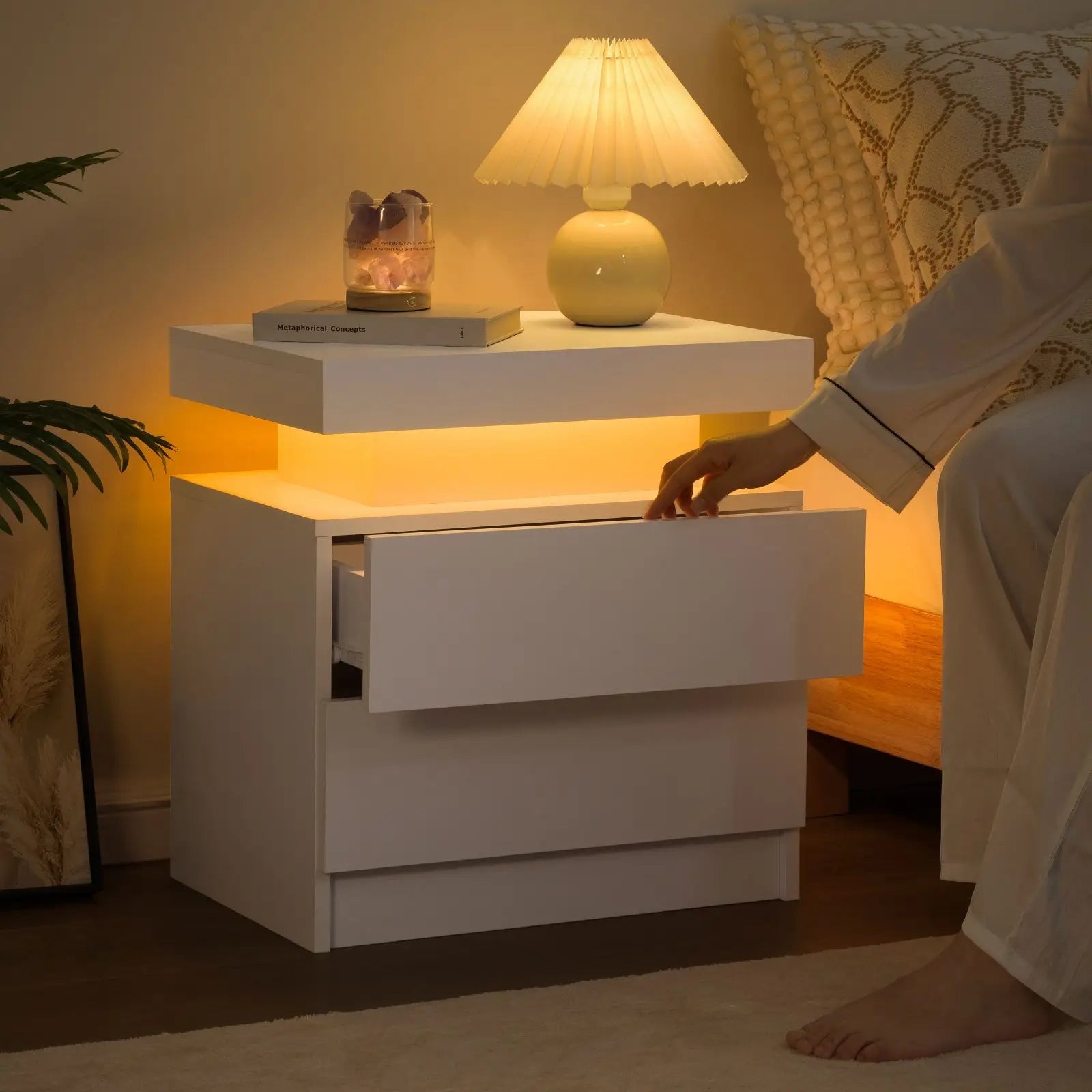 LED Nightstand with Drawers - Smoothy Home