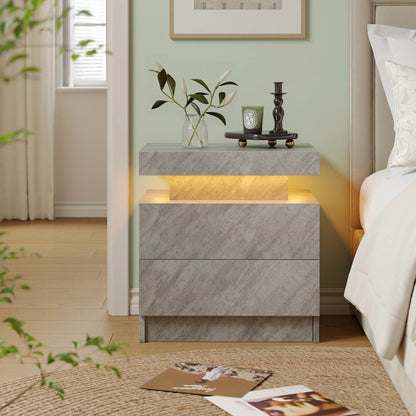 LED Nightstand with Drawers - Smoothy Home