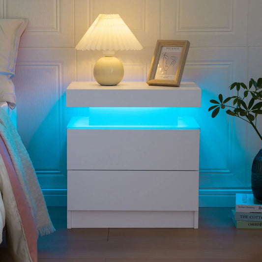 LED Nightstand with Drawers - Smoothy Home