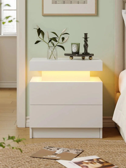 LED Nightstand with Drawers - Smoothy Home