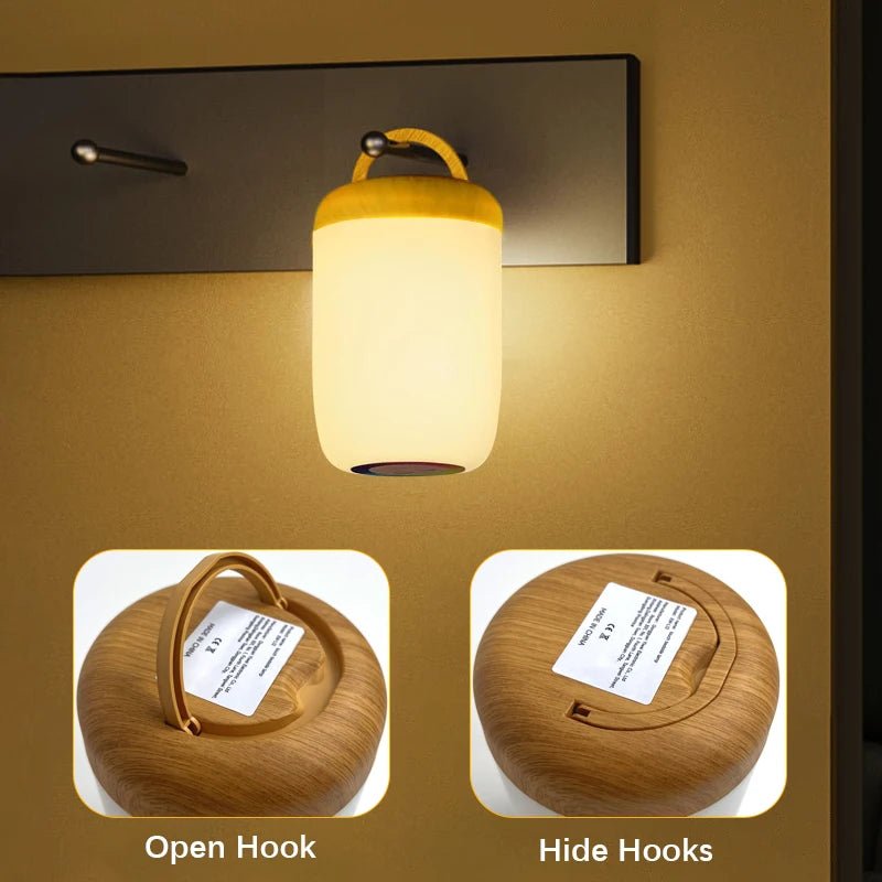 LED Touch Lamp with Dimmable RGB Colour,Wood Grain Table Lamp Timing Function,USB Rechargeable Night Light,for Bedroom Kids Deco - Smoothy Home