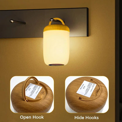 LED Touch Lamp with Dimmable RGB Colour,Wood Grain Table Lamp Timing Function,USB Rechargeable Night Light,for Bedroom Kids Deco - Smoothy Home