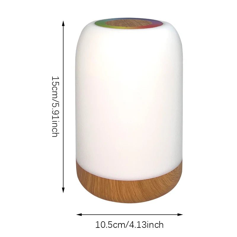 LED Touch Lamp with Dimmable RGB Colour,Wood Grain Table Lamp Timing Function,USB Rechargeable Night Light,for Bedroom Kids Deco - Smoothy Home