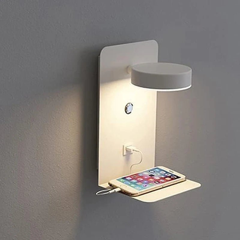 LED Wall Lamp With Switch And USB Charging Port Modern 9W Black White Aisle Bedroom Bedside Art Lighting Decoration Wall Lights - Smoothy Home