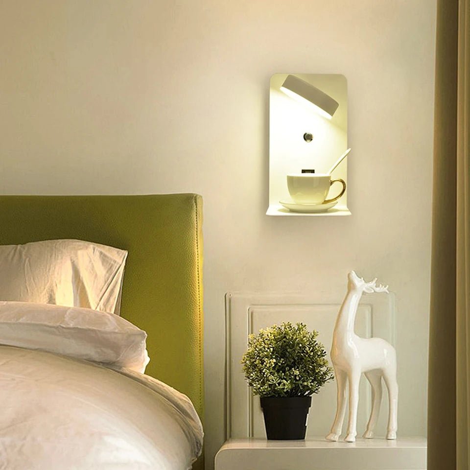 LED Wall Lamp With Switch And USB Charging Port Modern 9W Black White Aisle Bedroom Bedside Art Lighting Decoration Wall Lights - Smoothy Home