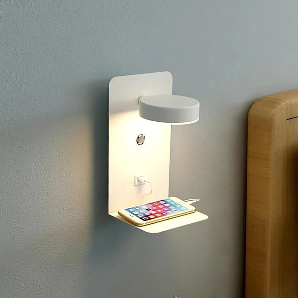 LED Wall Lamp With Switch And USB Charging Port Modern 9W Black White Aisle Bedroom Bedside Art Lighting Decoration Wall Lights - Smoothy Home