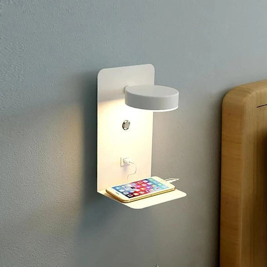 LED Wall Lamp With Switch And USB Charging Port Modern 9W Black White Aisle Bedroom Bedside Art Lighting Decoration Wall Lights - Smoothy Home