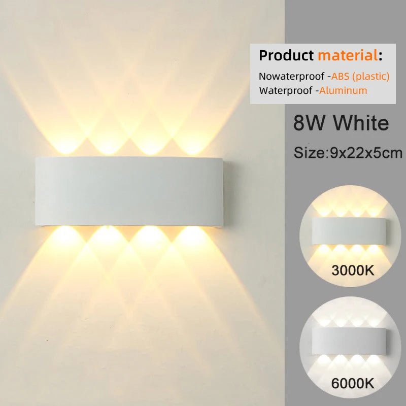 LED Wall Sconces Modern Indoor Outdoor Lamp, White Up Down Wall Mount Lights for Living Room Hallway Bedroom Decor - Smoothy Home