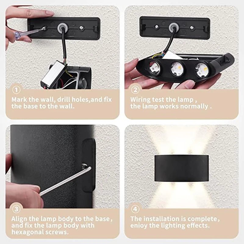 LED Wall Sconces Modern Indoor Outdoor Lamp, White Up Down Wall Mount Lights for Living Room Hallway Bedroom Decor - Smoothy Home