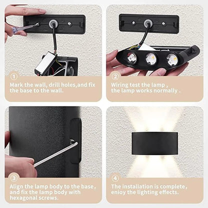 LED Wall Sconces Modern Indoor Outdoor Lamp, White Up Down Wall Mount Lights for Living Room Hallway Bedroom Decor - Smoothy Home