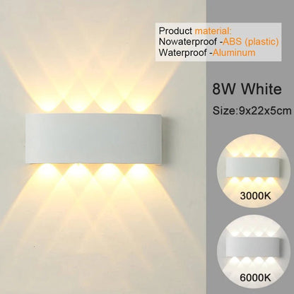 LED Wall Sconces Modern Indoor Outdoor Lamp, White Up Down Wall Mount Lights for Living Room Hallway Bedroom Decor - Smoothy Home