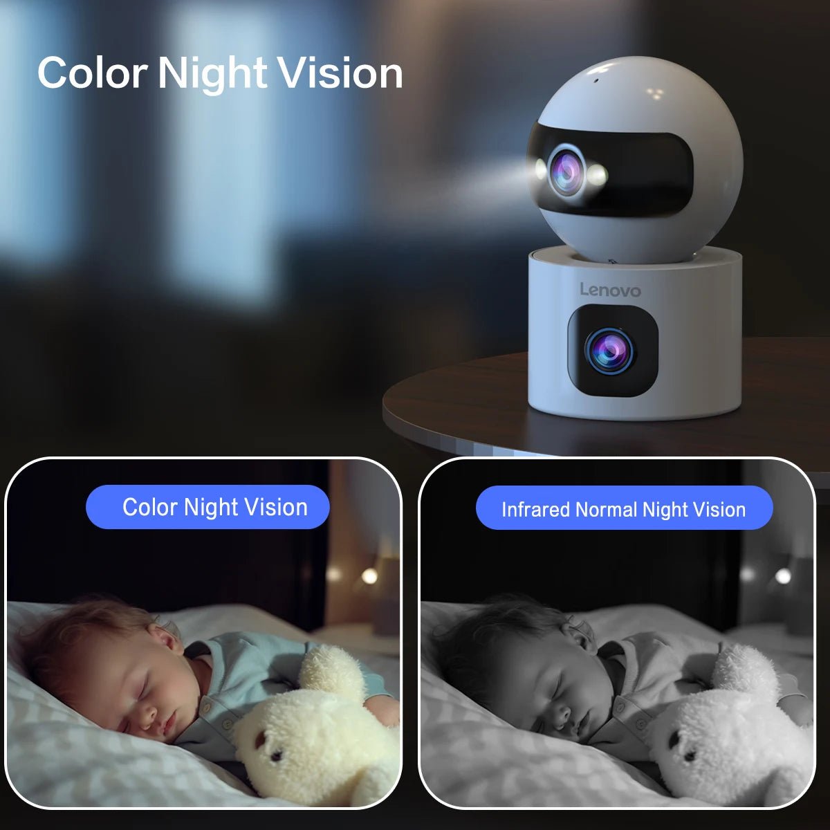 Lenovo 4K IP Camera 5G WiFi Dual Lens Smart Home Auto Tracking CCTV Camera Wireless Surveillance Camera Security Baby Monitor - Smoothy Home