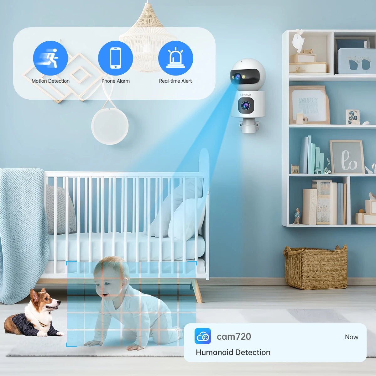 Lenovo 4K IP Camera 5G WiFi Dual Lens Smart Home Auto Tracking CCTV Camera Wireless Surveillance Camera Security Baby Monitor - Smoothy Home