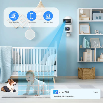 Lenovo 4K IP Camera 5G WiFi Dual Lens Smart Home Auto Tracking CCTV Camera Wireless Surveillance Camera Security Baby Monitor - Smoothy Home