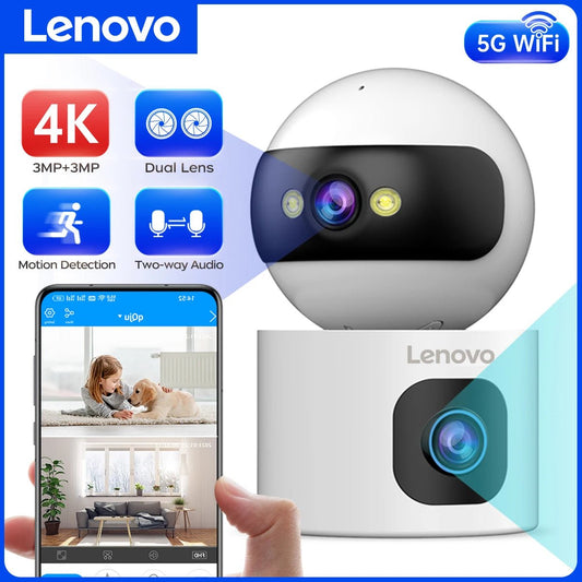 Lenovo 4K IP Camera 5G WiFi Dual Lens Smart Home Auto Tracking CCTV Camera Wireless Surveillance Camera Security Baby Monitor - Smoothy Home