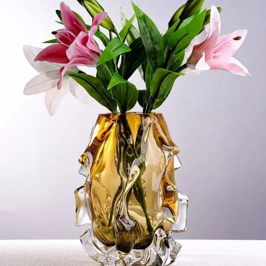 Light Luxury Creative Crystal Glass Vase, Living Room, Entrance, Aquaculture, Flowers, Advanced Sense, Home Vase Insertion Art - Smoothy Home