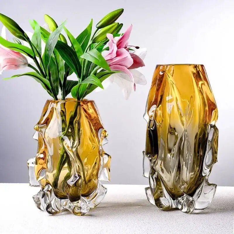 Light Luxury Creative Crystal Glass Vase, Living Room, Entrance, Aquaculture, Flowers, Advanced Sense, Home Vase Insertion Art - Smoothy Home