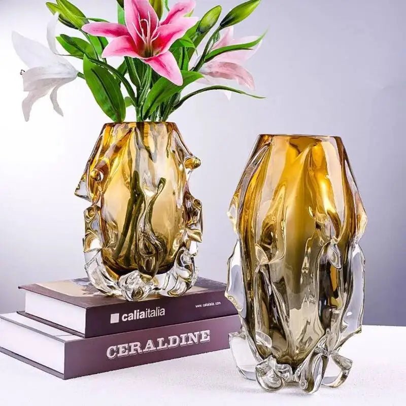 Light Luxury Creative Crystal Glass Vase, Living Room, Entrance, Aquaculture, Flowers, Advanced Sense, Home Vase Insertion Art - Smoothy Home