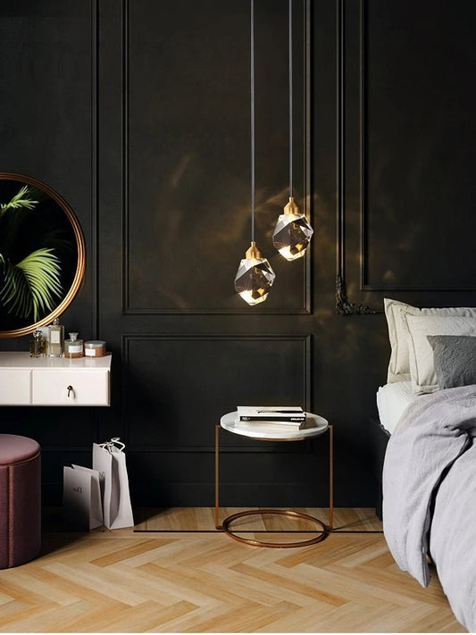 Light Luxury K9 Crystal Small Dhandelier Modern And Minimalist Restaurant Light Bar Counter Bedroom Bedside Long Line Light - Smoothy Home