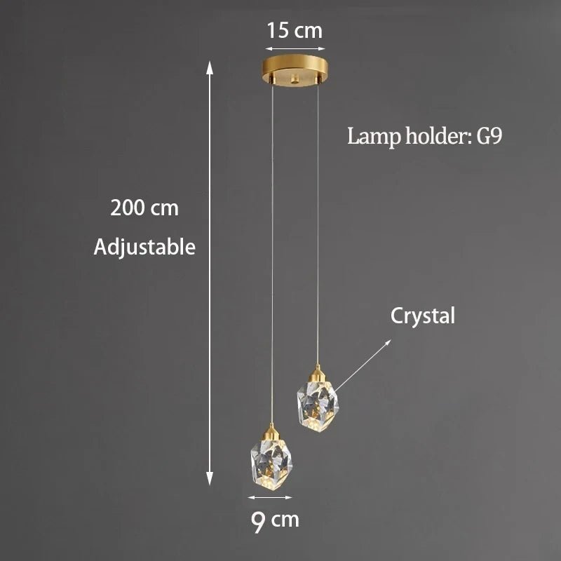 Light Luxury K9 Crystal Small Dhandelier Modern And Minimalist Restaurant Light Bar Counter Bedroom Bedside Long Line Light - Smoothy Home