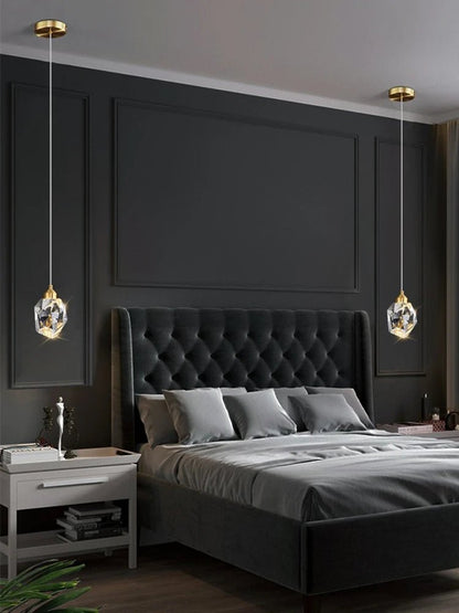 Light Luxury K9 Crystal Small Dhandelier Modern And Minimalist Restaurant Light Bar Counter Bedroom Bedside Long Line Light - Smoothy Home
