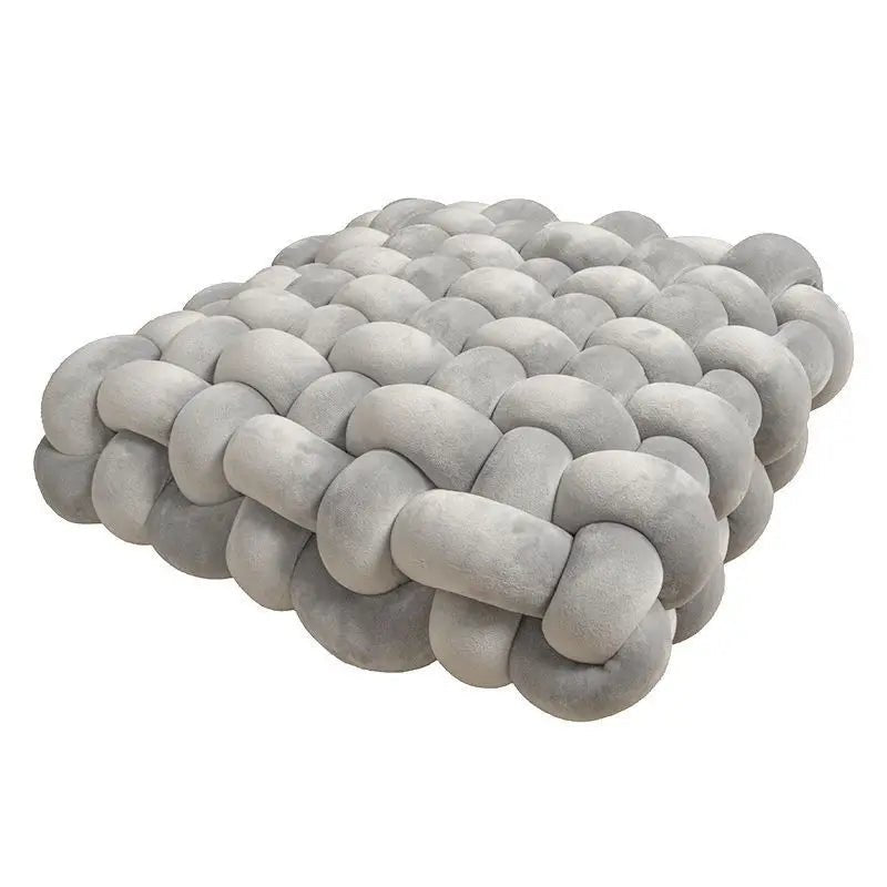Living Room Soft Plush Knot Cushion,Sofa Pillow Solid Square Hand-Woven Home Throw Pillow,Square Woven Seat Cushion - Smoothy Home