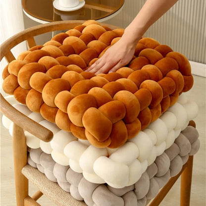 Living Room Soft Plush Knot Cushion,Sofa Pillow Solid Square Hand-Woven Home Throw Pillow,Square Woven Seat Cushion - Smoothy Home