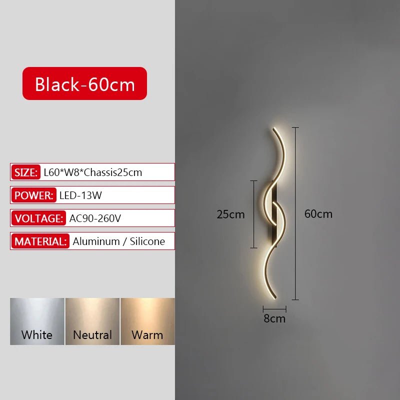 Long Strip LED Wall Lamp Modern Remote Control Dimming Living Roomdecor Wall Lamp Background Bedroom Bedside Home LED Lighting - Smoothy Home