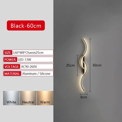 Long Strip LED Wall Lamp Modern Remote Control Dimming Living Roomdecor Wall Lamp Background Bedroom Bedside Home LED Lighting - Smoothy Home