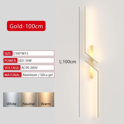 Long Strip LED Wall Lamp Modern Remote Control Dimming Living Roomdecor Wall Lamp Background Bedroom Bedside Home LED Lighting - Smoothy Home