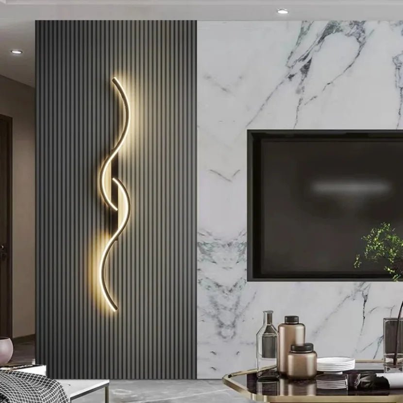 Long Strip LED Wall Lamp Modern Remote Control Dimming Living Roomdecor Wall Lamp Background Bedroom Bedside Home LED Lighting - Smoothy Home