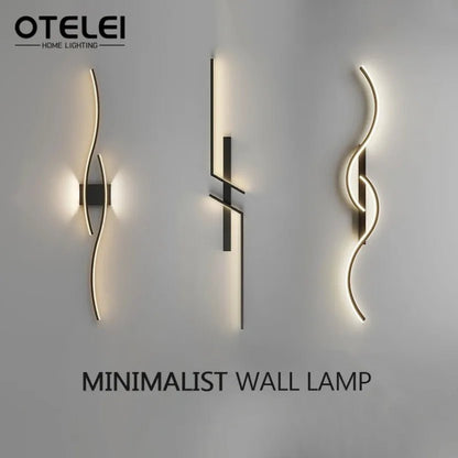 Long Strip LED Wall Lamp Modern Remote Control Dimming Living Roomdecor Wall Lamp Background Bedroom Bedside Home LED Lighting - Smoothy Home