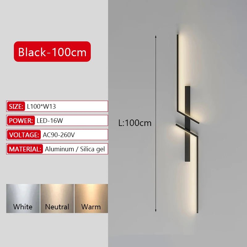 Long Strip LED Wall Lamp Modern Remote Control Dimming Living Roomdecor Wall Lamp Background Bedroom Bedside Home LED Lighting - Smoothy Home