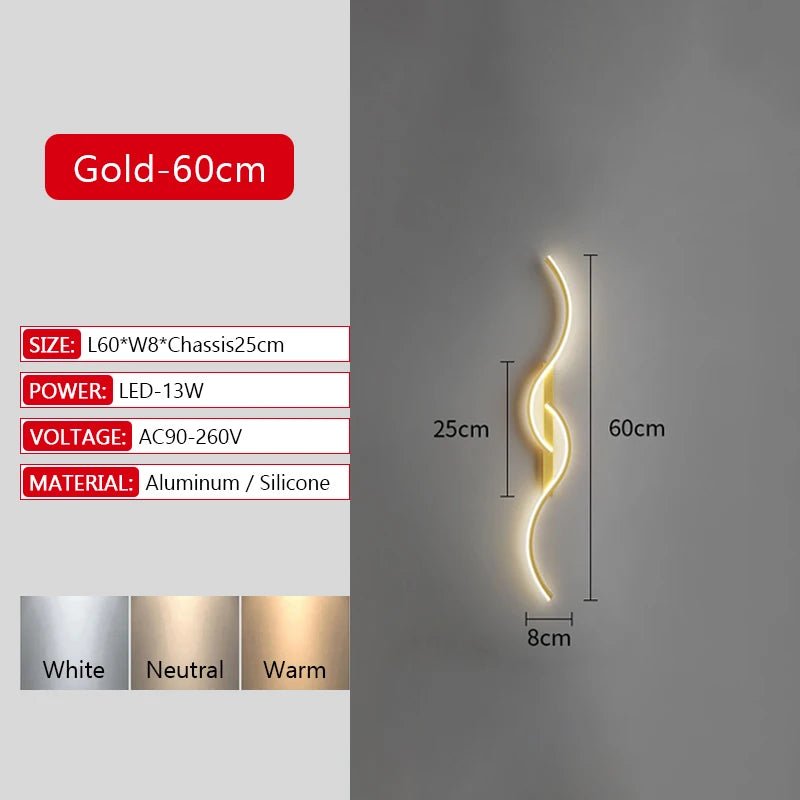 Long Strip LED Wall Lamp Modern Remote Control Dimming Living Roomdecor Wall Lamp Background Bedroom Bedside Home LED Lighting - Smoothy Home