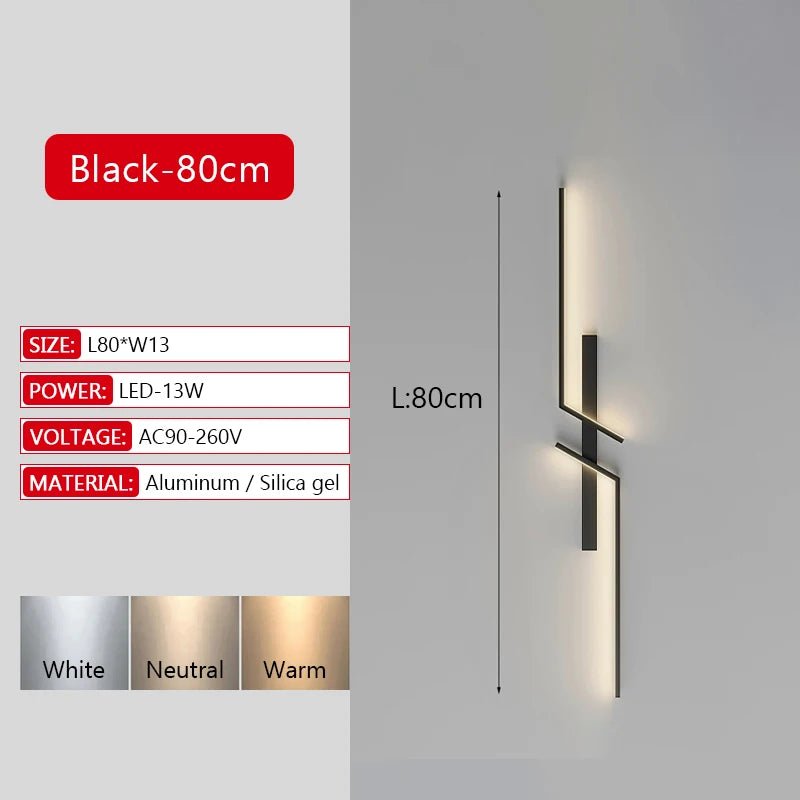 Long Strip LED Wall Lamp Modern Remote Control Dimming Living Roomdecor Wall Lamp Background Bedroom Bedside Home LED Lighting - Smoothy Home