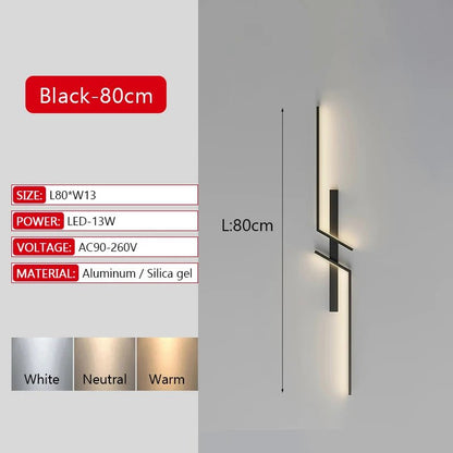 Long Strip LED Wall Lamp Modern Remote Control Dimming Living Roomdecor Wall Lamp Background Bedroom Bedside Home LED Lighting - Smoothy Home